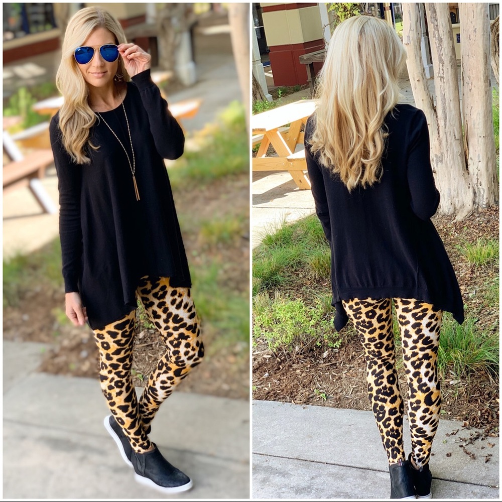 PLUS Camel Leopard Print Leggings - Picture 4 of 4